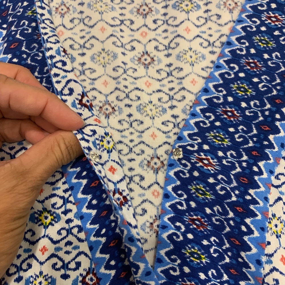 LOFT Beach Border Mosaic Wrap Romper - Picture 6 of 7